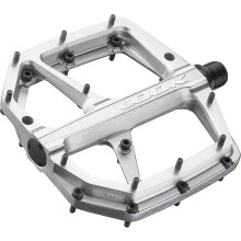(Silber) LOOK Trail Roc Plus Flatbike-Pedale, leichte Plattform aus geschmiedetem Aluminium, 10-Pin-Verstellung