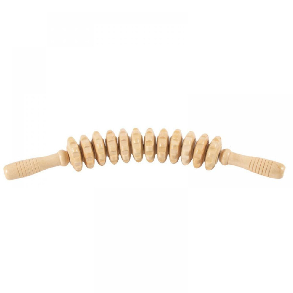 Natural Wood Massage Device for Fascia Release, Wooden Massage Roller with Smooth Surface and Reinforced Shaft, Lymphatic Drainage Instrument for Mus