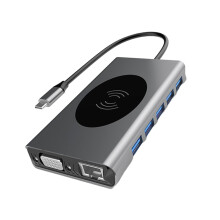 Docking Station MultiFunction Type VGA LAN Audio PD Charging Card Slot USB