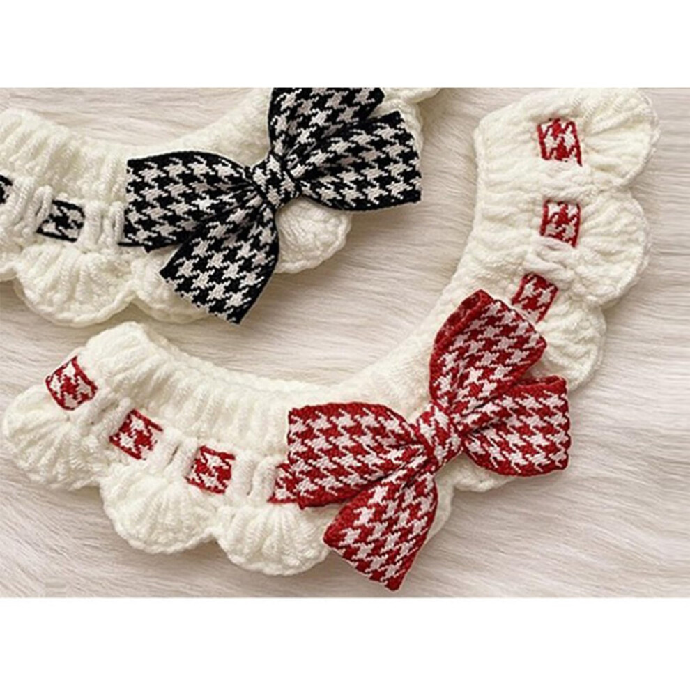 Knitted Cat Bib Size S 2025 Cm Wool Decorative Bow Photography Prop Red 9199774340410