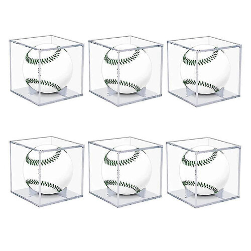 (As show, One size) 6pcs Baseball Display Case,uv Protected Acrylic Display Box,clear Display Case Autograph Ball Showc