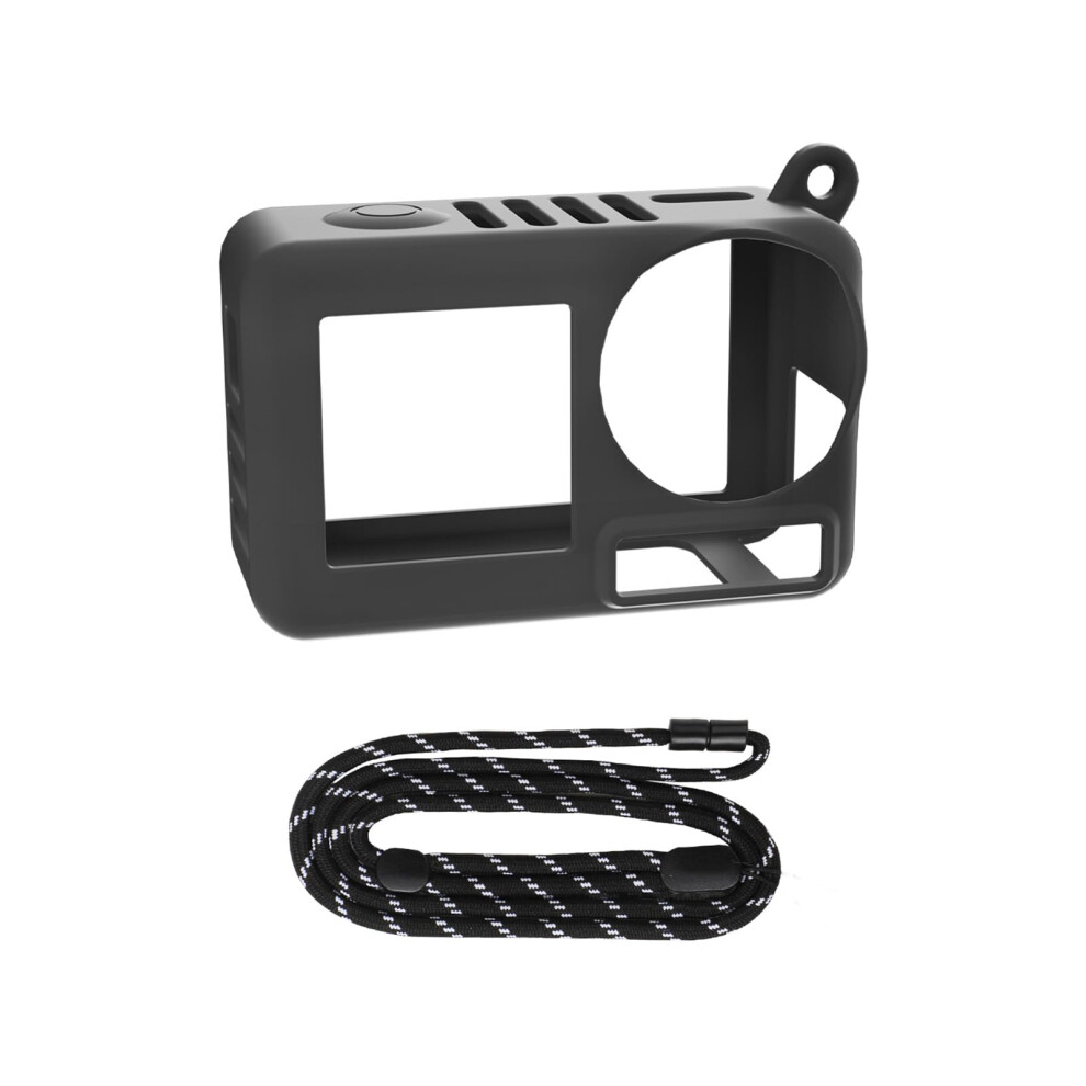 Durability Silicone Case For Action 5Pro Cameras Easy Grip With Comfortable Lanyard Black 9199774340762