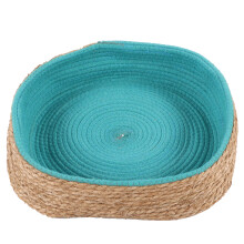 Cama redonda tejida para gatos y perros, colchoneta tejida natural para caseta, nido acogedor, cómoda colchoneta para dormir, cueva para perros de