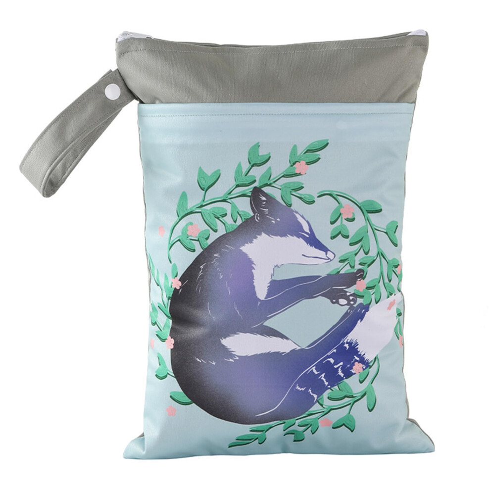Wet Bag 25X35cm Reusable Washable Nappy Sack Waterproof Zipper Pockets For Clothes Swimming Travel Beach Fox 1 Pack Gray