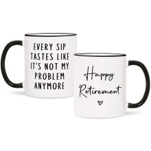 Funny Retirement Mug with Quote, Ergonomic Grip Coffee Cup Gift for Women Men Friends Colleagues Boss