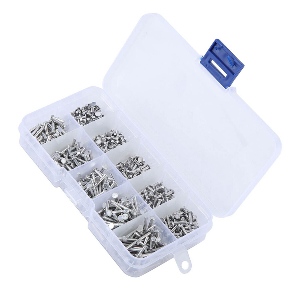 Assorted 500Pcs M2 Aluminum Flat Head Rivets 3Mm-18Mm Long Durable Set 4951377861847