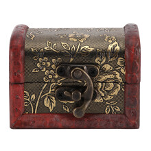 Drevená truhlica na poklady vo vintage štýle, dekoratívne úložné boxy, ručne vyrobená box na šperky s mini kovovým zámkom, kvetinové