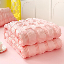 Coverless Duvet Seersucker Quilted Bedspread, Lightweight All Season Coverlet, Pink 150x200cm Washable Patchwork Quilt
