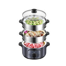 Large Capacity 3Tier Stainless Steel Steamer Pot for Vegetables and Seafood with Glass Lid