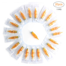 Cartuchos de agulha para tatuagem labial, 20 unidades, em aço inoxidável com revestimento em PVC de alta qualidade para evitar refluxo, embalados