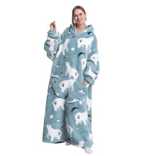 Oversized Hoodie Blanket For Women And Adults Wearable Hooded Sweatshirt Polar Bear Print Extra Long