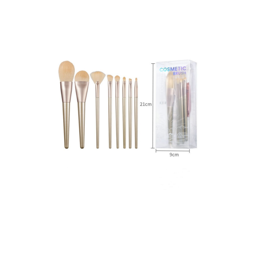 Makeup Artist's Dream, Corrugated Silk Nylon Bristles Facial Brushes, Ergonomic Handle For Precision Application, Easy To Clean, 8PCS Set In Champagn
