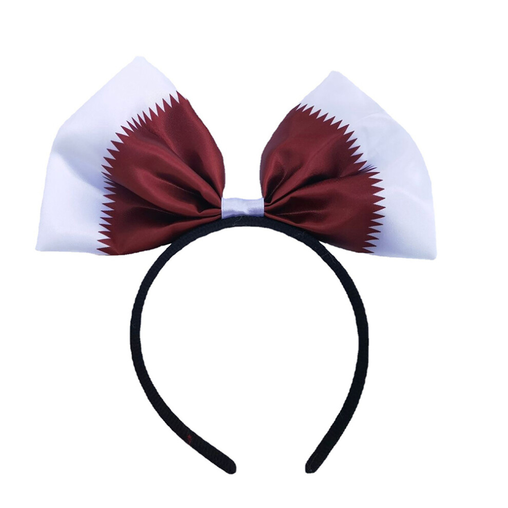 Big Bow Headband Headdress With Classic Qatar Flag Style, Exquisite Workmanship And Soft Touch Satin Fabric Perfect For Themed Parties And Daily Wear