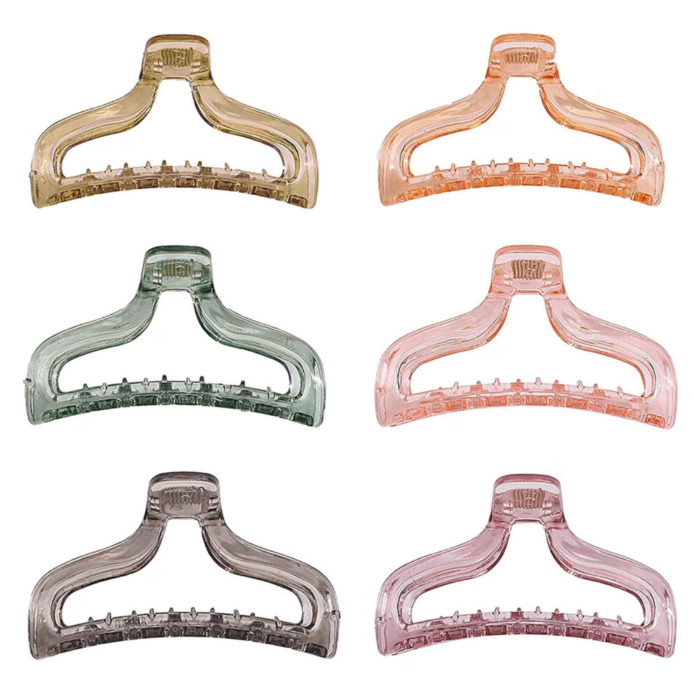 French-Inspired Stylish Hair Accessories, Celluloid Acetate Claw Clips for Women, Travel Friendly Non-Slip Strong Hold for Thick Fine Hair, 6PCS