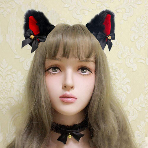 Μαλακό και ρεαλιστικό υλικό για Anime Cosplay, χαριτωμένα αυτιά γάτας με ελαστική 1