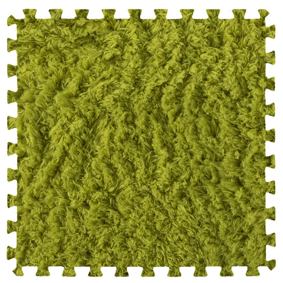 Interlocking Foam Carpet 16Piece Set 12X12 Inch Shaggy Mats Blue Green Square Plush Puzzle Floor Tiles For Living Room 9187378677261
