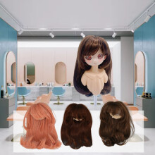 Parrucca con frangia per bambola 15,5-17 cm 1/6 BJD Capelli in seta ad alta temperatura color castano scuro DIY
