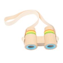 Binocolo in legno per bambini con cinturino, 12x4x7cm, colorato