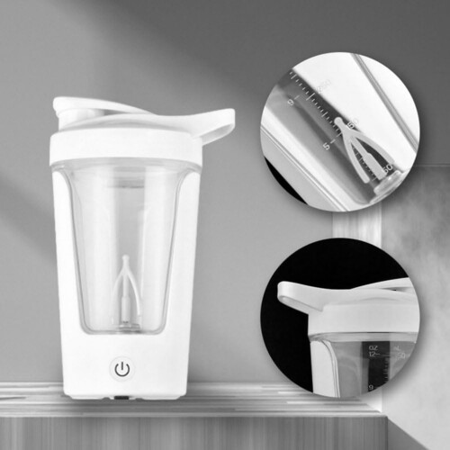 Rechargeable Electric Protein Shaker Bottle with Speed Motor, LeakProof Design, White 1