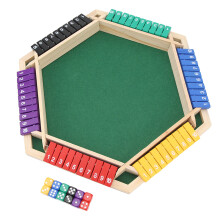 Gioco di dadi in legno per 6 giocatori "Shut The Box" con 6 colori diversi. Include 12 dadi.