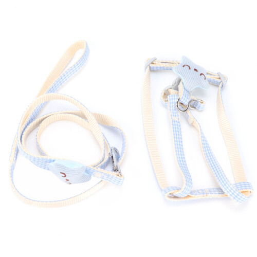 Adjustable Soft Mesh Pet Harness with Leash for Cats, Blue 1.5cm 1