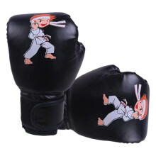 Boxing Gloves for Children Kickboxing Black 6 Oz 8 Oz Leather Velcro For Ages 3 to 13