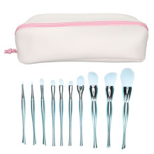 Vegan Makeup Brushes Set With Holder 10pcs Professional Synthetic Cruelty Free FSC Certified Handles Hypoallergenic Soft Non Irritating Kit For Face