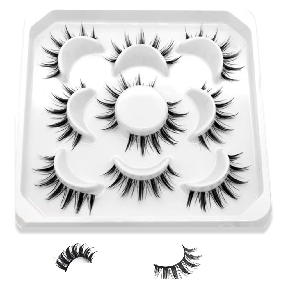 False Eyelashes, 5 Pairs Manga Lashes, Natural Look Anime False Eyelashes, Natural Cosplay Lashes, Spiky Manga Fake Eyelashes, Wispy Long Thick Ru
