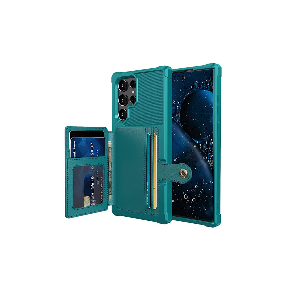 Compatible With Samsung Galaxy S22 Ultra - Practical Case With Card Holder Green 9173940807822