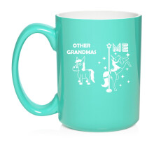 Grandma Superstar Unicorn Funny Grandmother Gift Ceramic Coffee Mug Tea Cup Gift for Her, Him, Friend, Coworker, Wife, Husband (15oz Teal)