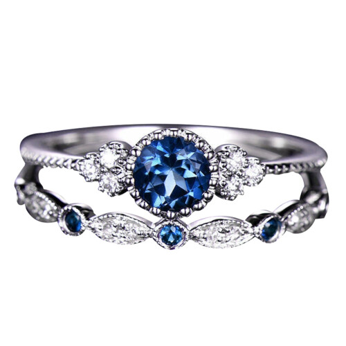 Yesbay2Pcs/Σετ Αρραβώνων Γάμος Γυναικείο Δαχτυλίδι με Ένθετο Στρας και Κοσμήματα