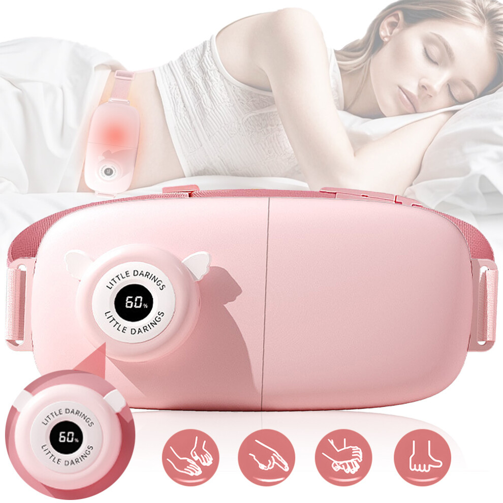 Portable Cordless Electric Belt, Heating Pad for Period Cramps with Rechargeable Battery and Auto-Shutdown, Pain Relief Device Featuring Adjustable