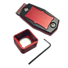 Magnetic Billiard Chalk Holder With Belt Clip For Pool And Snooker Cues Aluminum Alloy Construction Red Black