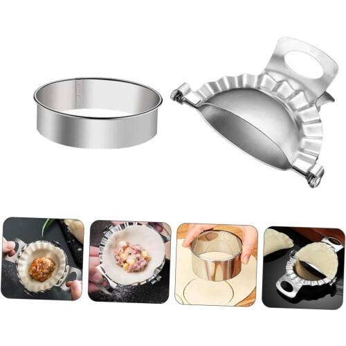 2pcs Stainless Steel Dumpling Maker and Press Tool for Easy Wrapping and  Edge Sealing 1