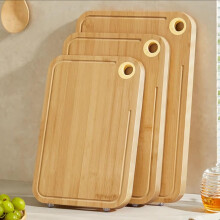 Bamboo Cutting Board Set of 3 with Hanging Hole, Extra Thick Wooden Chopping Board for Meat and Vegetables