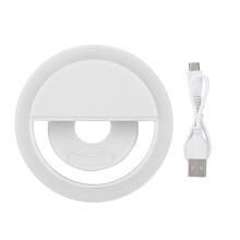 Anello luminoso per selfie con clip, portatile, leggero, a LED, per bellezza, per telefono, con 3 livelli di luminosità e clip flessibile, portata