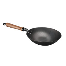 Wok Pan Iron Pot Handmade, 25cm, Traditional Chinese Wok, OldFashioned Style, LightTone Finish
