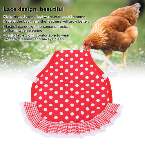 Elastic Lace Chicken Saddle Apron Red White Dots 20x20cm 1