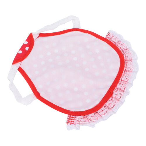 Elastic Lace Chicken Saddle Apron Red White Dots 20x20cm 2