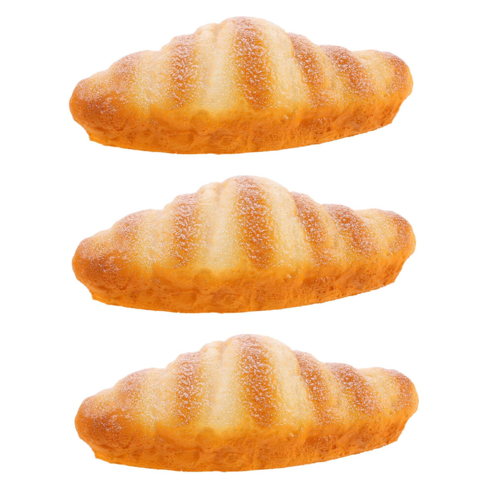 3Pcs Realistic Faux French Croissant Lightweight Artificial Bread Models Kitchen Decor Bakery Display Photography Props 9199774347730