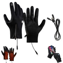 Heated Gloves Unisex USB Rechargeable Winter Touchscreen Waterproof Windproof Hand Warmer For Cycling Hiking Ski M Black