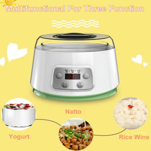 Automatic Yogurt Maker 1.3L with 4 Glass Jars, LCD Timer Display, Constant Temperature Fermentation 2