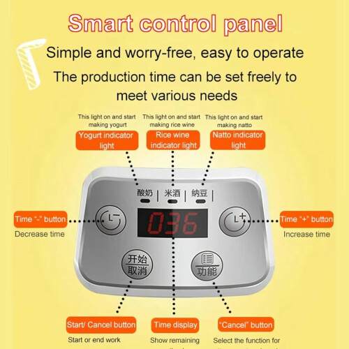 Automatic Yogurt Maker 1.3L with 4 Glass Jars, LCD Timer Display, Constant Temperature Fermentation 1