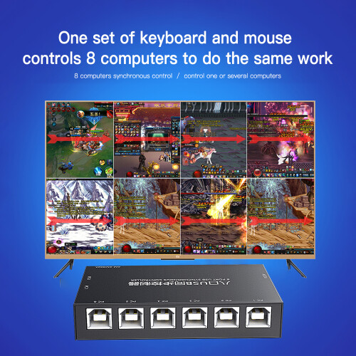 8 Ports USB KVM Switch Controller Metal Shell Plug & Play Black 2