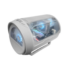 Boîtier Gaming Mars Gaming MC-CYLON MicroATX, Design Cylindrique, Verre trempé, 2 Ventilateurs, Blanc