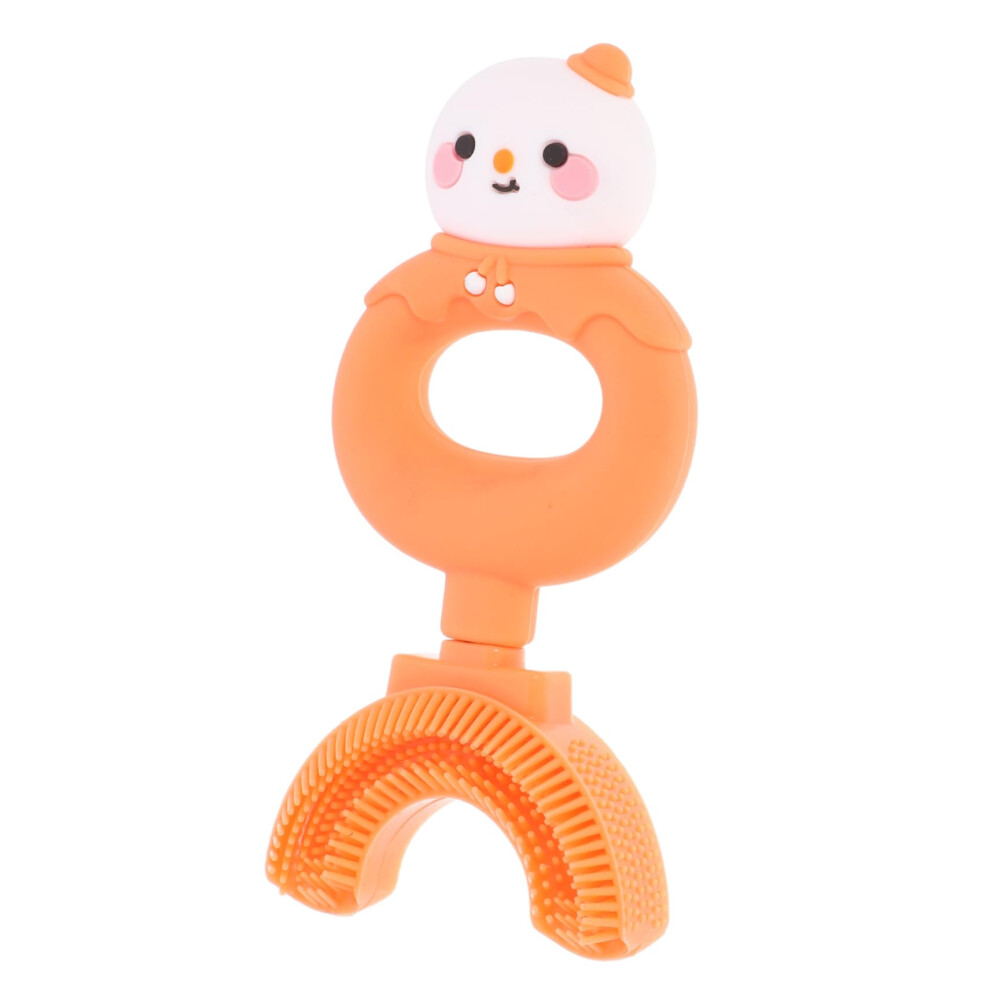 U Shaped Silicone Toothbrush with Deep Cleaning Brush Head Ergonomic Design Cute Orange Color