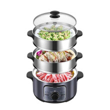 Electric Rice Cooker and 3Layer Stainless Steel Food Steamer with Timer and AntiDry Safety