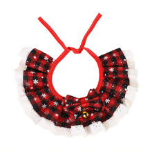 Christmas Pet Lattice Print Saliva Towel-red and black plaid S