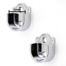 Wardrobe Rail Bracket Zinc Alloy Wall Mount End Support for Clothes Hanging Rod 22mm Silver 2 Pack