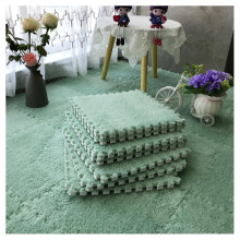 12 Pieces Square Foam Carpet Tiles Softslip Interlocking Thickened Fluffy Floor Mat 30x30 cm Light Green Bedroom Puzzle
